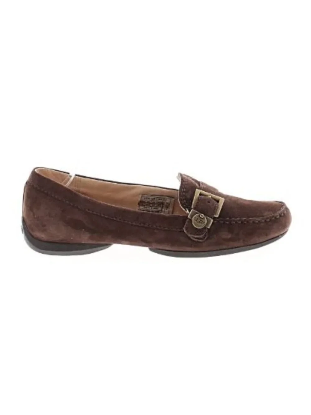 UGG Crawford Suede Loafers 8 Brown Driving Moccasin Leather Slip On Brass Buckle